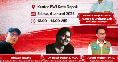 Diskusi Nasional Cegah Hoax Pemberitaan Bencana, PWI Depok Hadirkan Narasumber Peneliti Komunikasi Bencana dan Kepala Pusat Informasi Kebencanaan BNPB